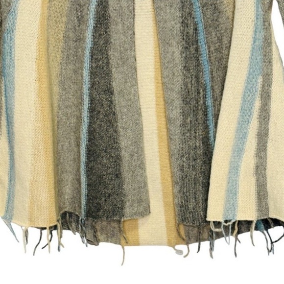 Free People Aztec Striped Fringe Open Front Hoodie Gorpecore Cardigan 3153 - Picture 5 of 7